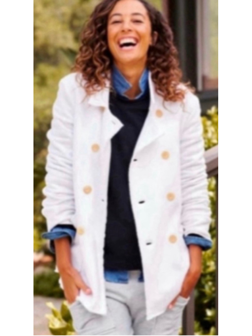 Frank & Eileen Belfast Triple Fleece Pea Coat, White S New